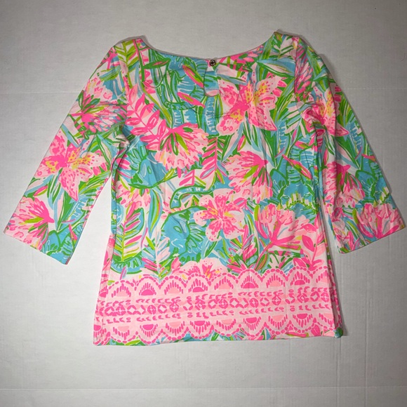 Lilly Pulitzer Pink and Green Floral Top - Picture 3 of 4